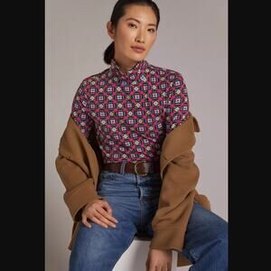 New Anthropologie Maeve Button-Shoulder Turtleneck Top - Small